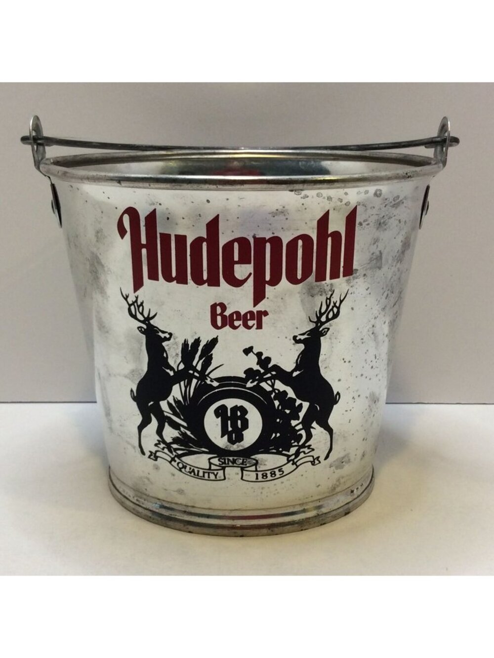 Hudepohl Beer Brewing Company Galvanized Metal Chill Pail Can Cincinnati Ohio